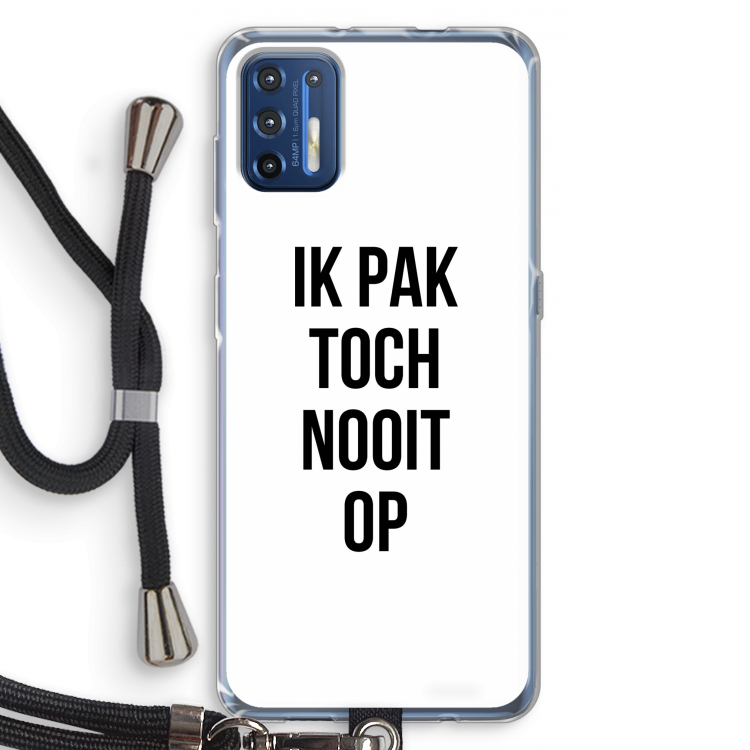 Ik pak nooit op: Motorola Moto G9 Plus Transparant Hoesje met koord