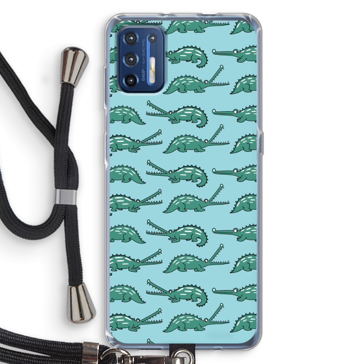 Kroko: Motorola Moto G9 Plus Transparant Hoesje met koord