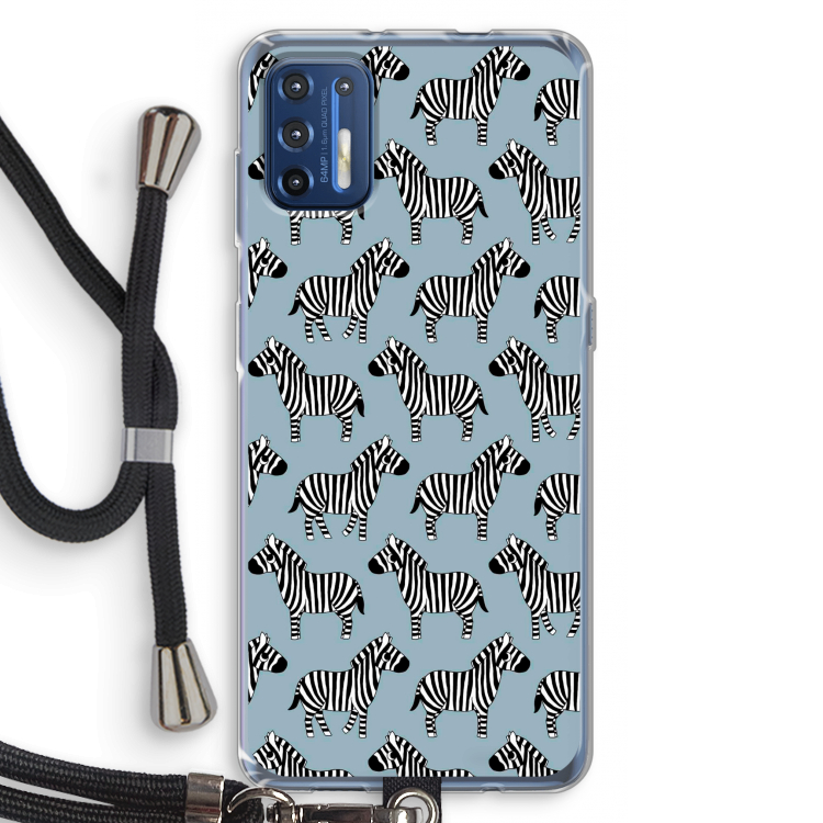 Zebra: Motorola Moto G9 Plus Transparant Hoesje met koord