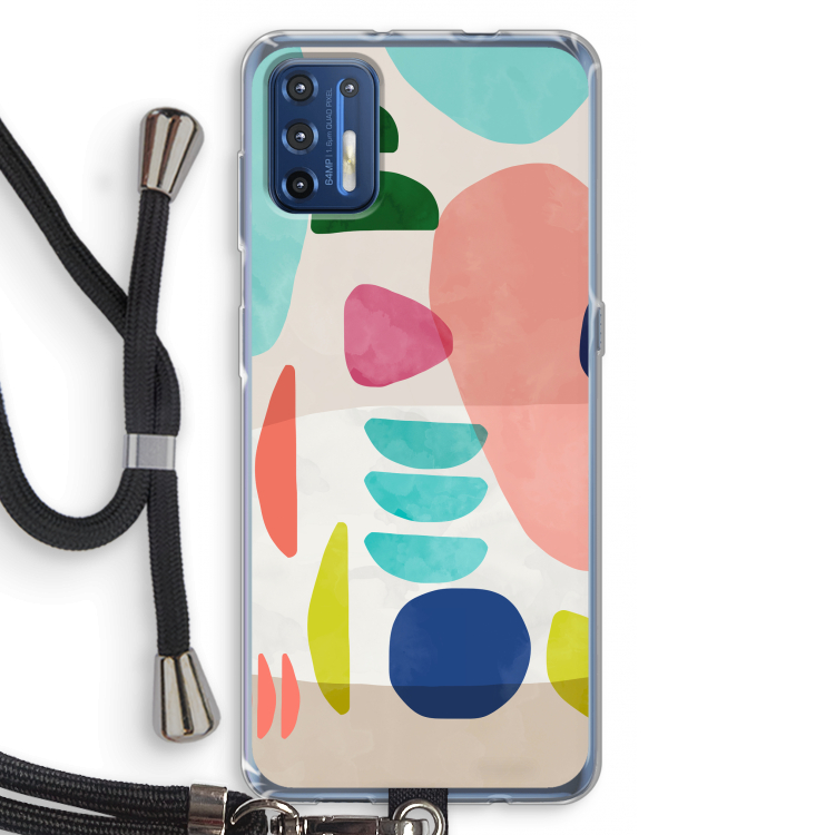 Bold Rounded Shapes: Motorola Moto G9 Plus Transparant Hoesje met koord