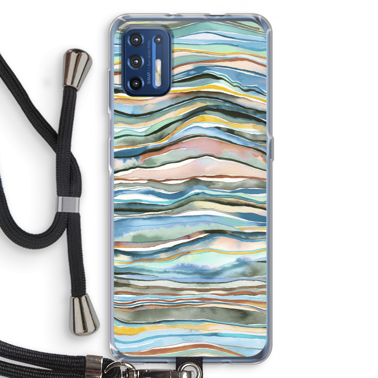 Watercolor Agate: Motorola Moto G9 Plus Transparant Hoesje met koord