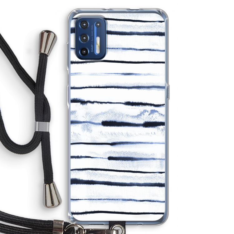 Ink Stripes: Motorola Moto G9 Plus Transparant Hoesje met koord