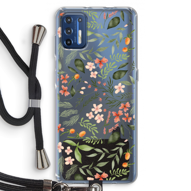 Sweet little flowers: Motorola Moto G9 Plus Transparant Hoesje met koord