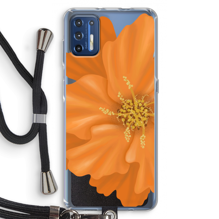 Orange Ellila flower: Motorola Moto G9 Plus Transparant Hoesje met koord