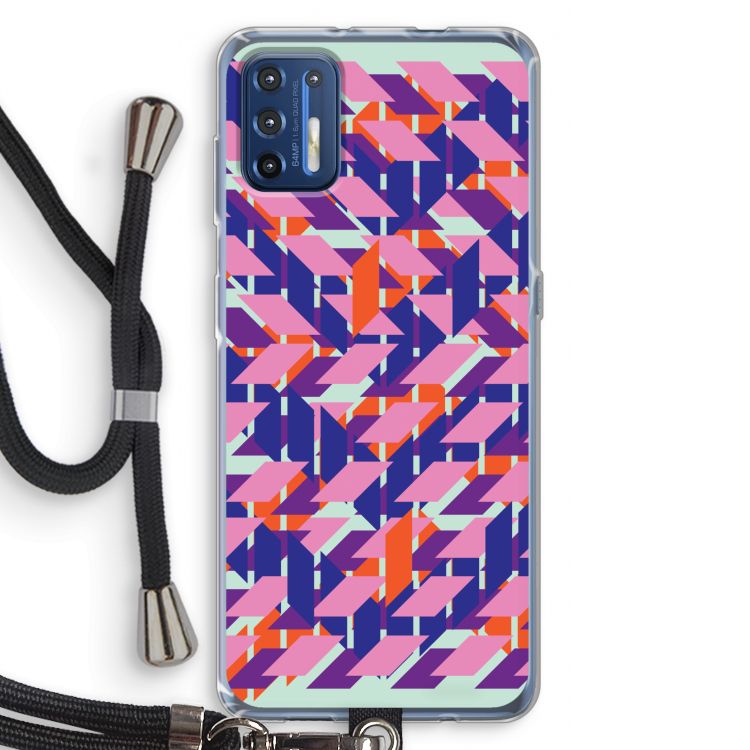 Skew Blush 3: Motorola Moto G9 Plus Transparant Hoesje met koord