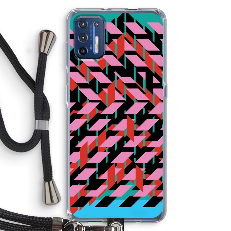 Skew Blush 2: Motorola Moto G9 Plus Transparant Hoesje met koord