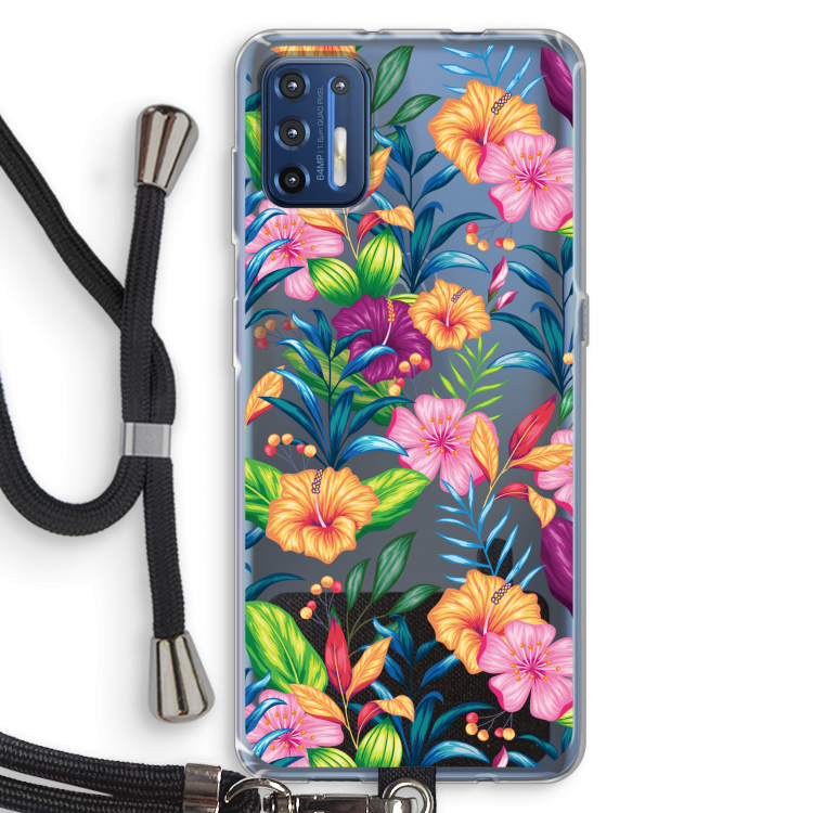 Tropisch 2: Motorola Moto G9 Plus Transparant Hoesje met koord
