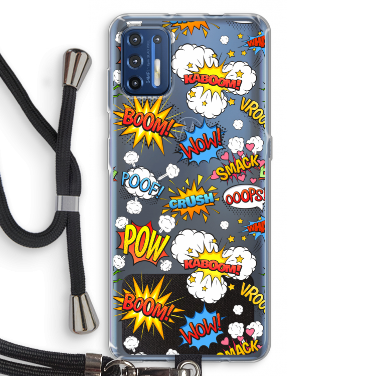 Pow Smack: Motorola Moto G9 Plus Transparant Hoesje met koord