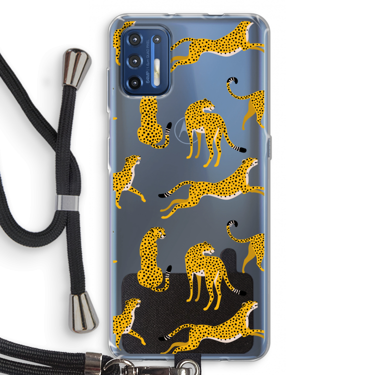 Luipaard: Motorola Moto G9 Plus Transparant Hoesje met koord