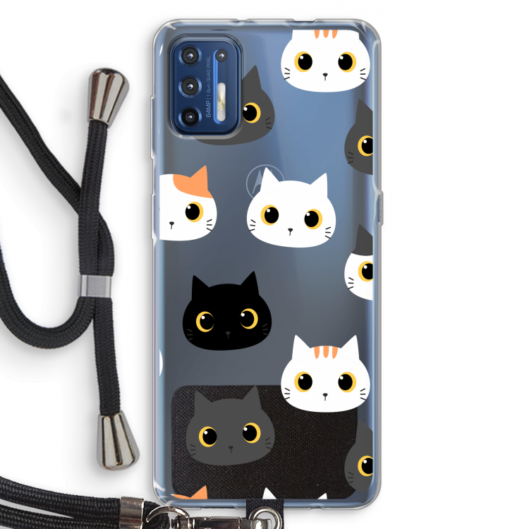 Katten: Motorola Moto G9 Plus Transparant Hoesje met koord