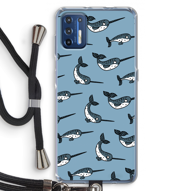 Narwhal: Motorola Moto G9 Plus Transparant Hoesje met koord