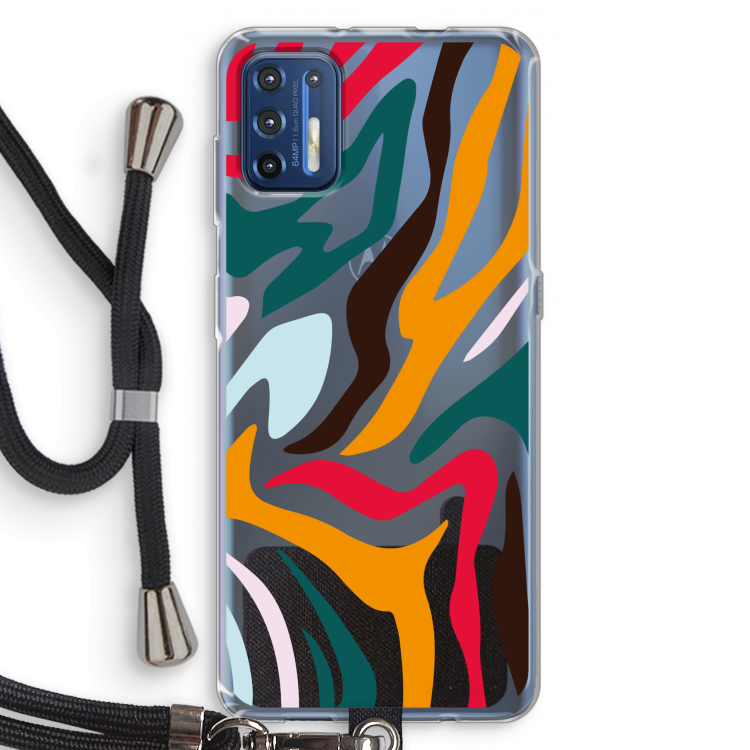 Colored Zebra: Motorola Moto G9 Plus Transparant Hoesje met koord