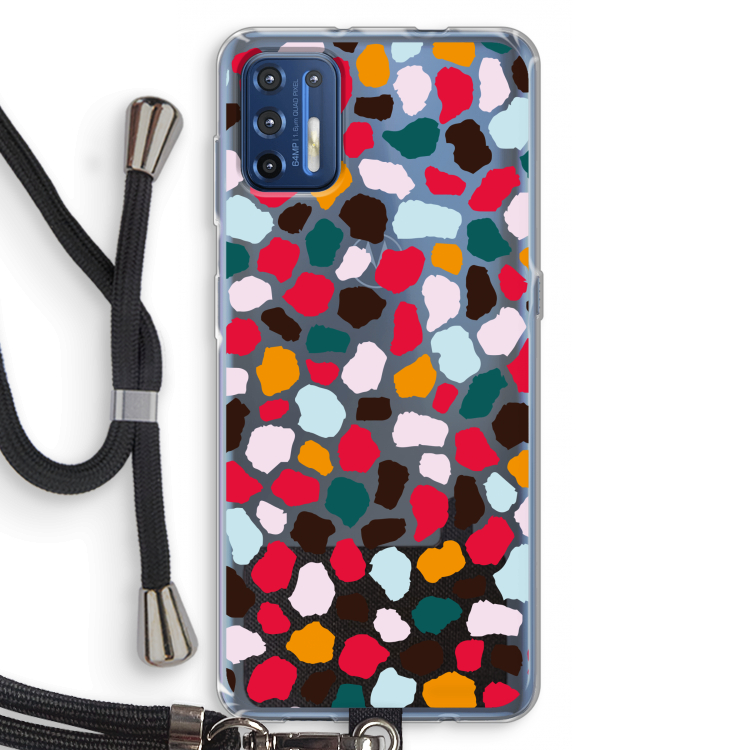 Colored Giraffe: Motorola Moto G9 Plus Transparant Hoesje met koord