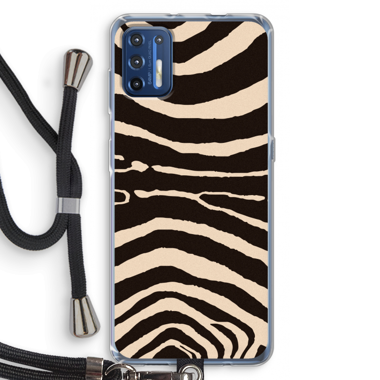 Arizona Zebra: Motorola Moto G9 Plus Transparant Hoesje met koord