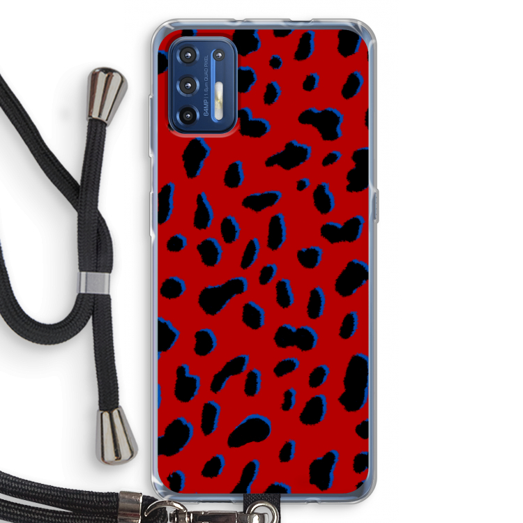Red Leopard: Motorola Moto G9 Plus Transparant Hoesje met koord
