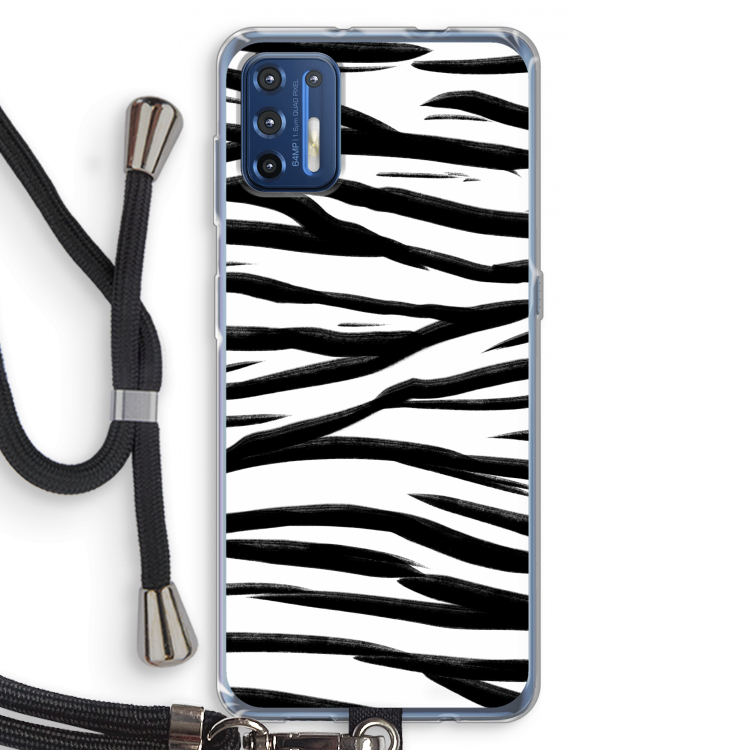 Zebra pattern: Motorola Moto G9 Plus Transparant Hoesje met koord
