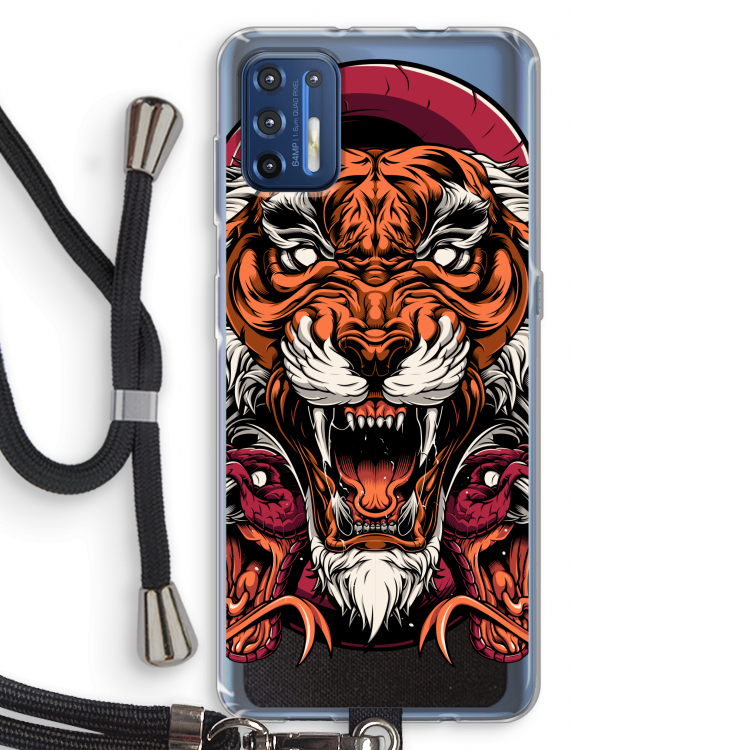 Tiger and Rattlesnakes: Motorola Moto G9 Plus Transparant Hoesje met koord
