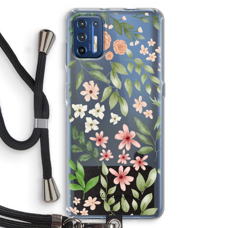Botanical sweet flower heaven: Motorola Moto G9 Plus Transparant Hoesje met koord