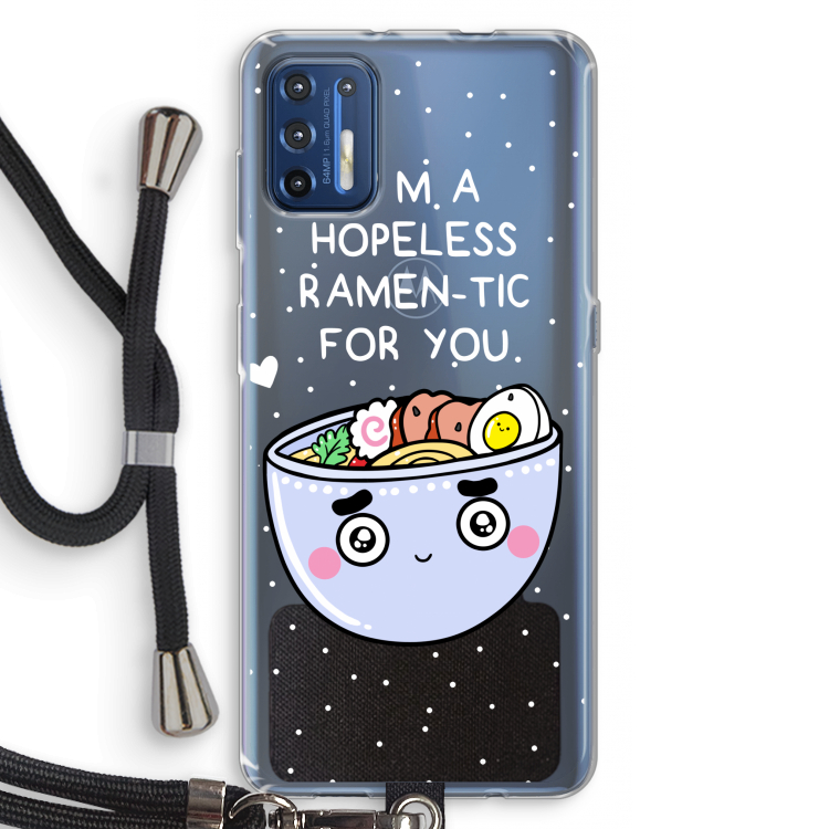 I'm A Hopeless Ramen-Tic For You: Motorola Moto G9 Plus Transparant Hoesje met koord