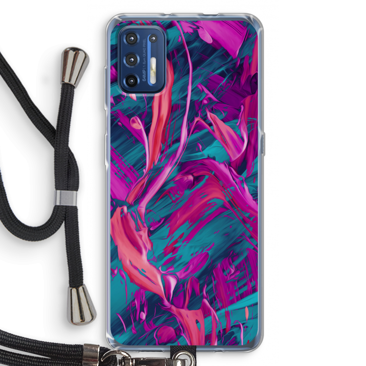 Pink Clouds: Motorola Moto G9 Plus Transparant Hoesje met koord
