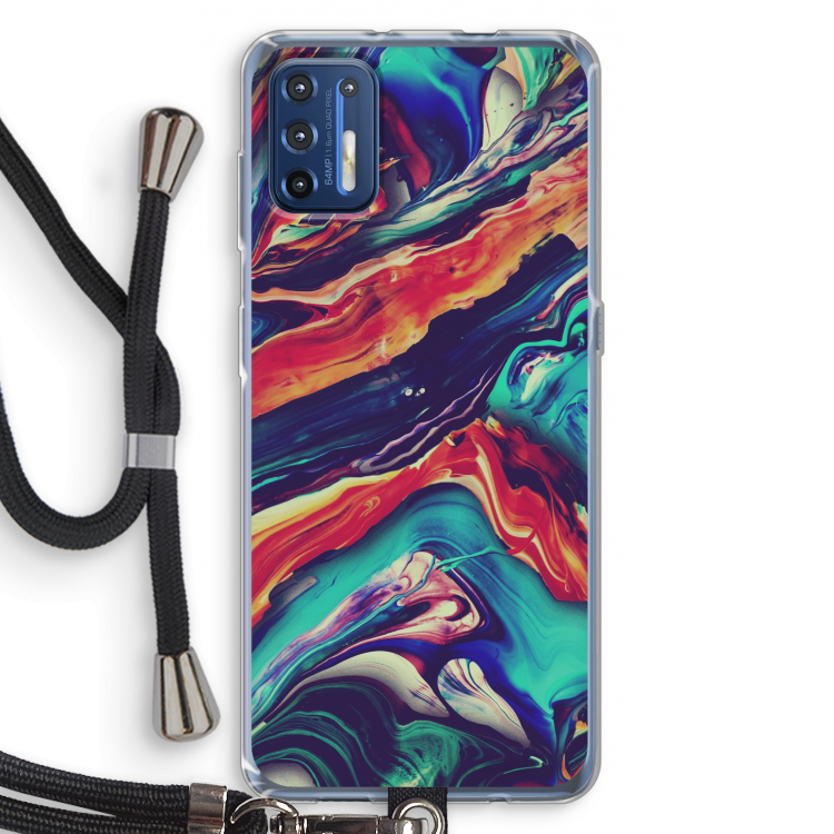 Chameleon Sun: Motorola Moto G9 Plus Transparant Hoesje met koord