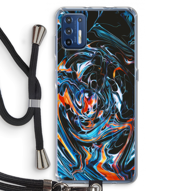 Black Unicorn: Motorola Moto G9 Plus Transparant Hoesje met koord