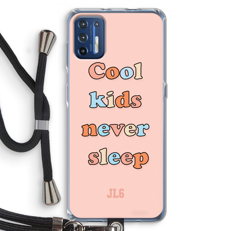 Cool Kids Never Sleep: Motorola Moto G9 Plus Transparant Hoesje met koord