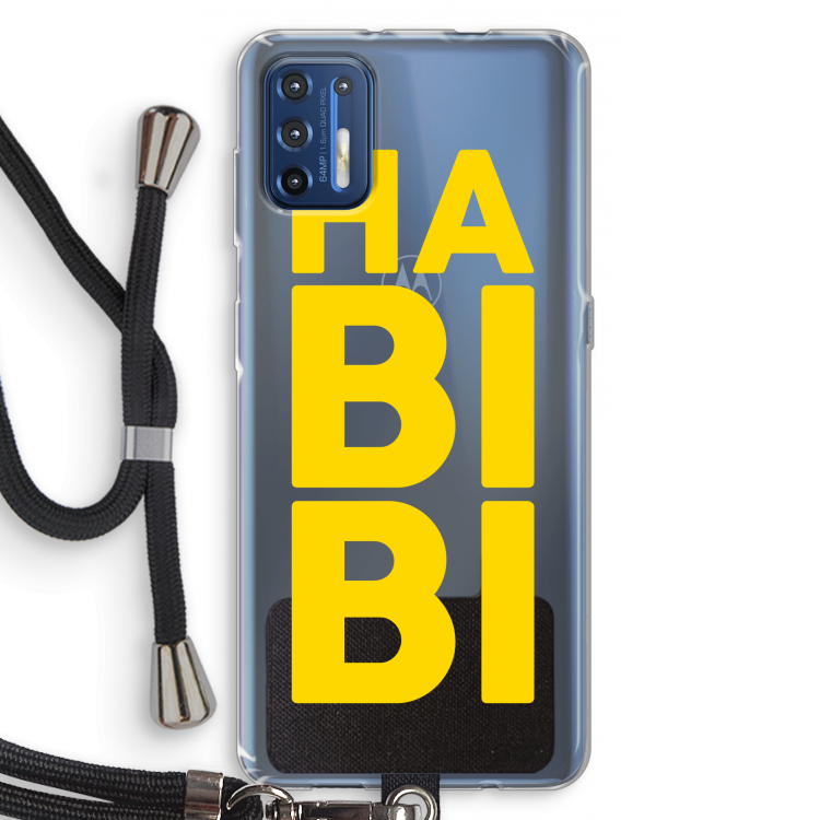 Habibi Blue: Motorola Moto G9 Plus Transparant Hoesje met koord