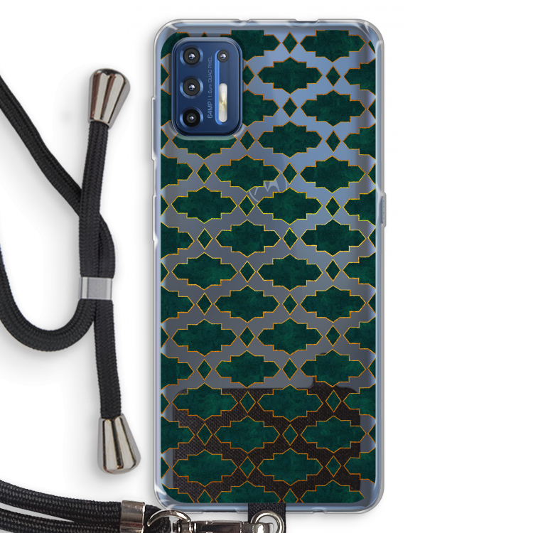 Moroccan tiles: Motorola Moto G9 Plus Transparant Hoesje met koord
