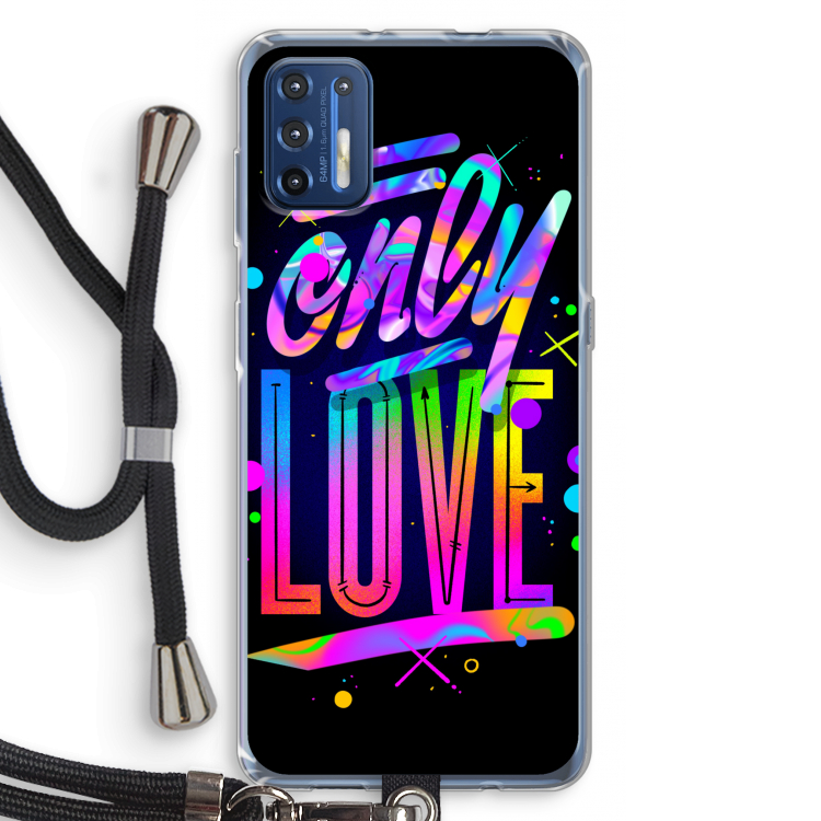 Only Love: Motorola Moto G9 Plus Transparant Hoesje met koord