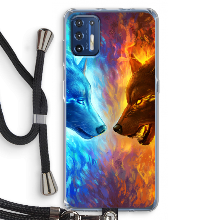 Fire & Ice: Motorola Moto G9 Plus Transparant Hoesje met koord