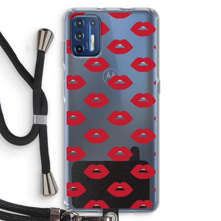 Lips: Motorola Moto G9 Plus Transparant Hoesje met koord