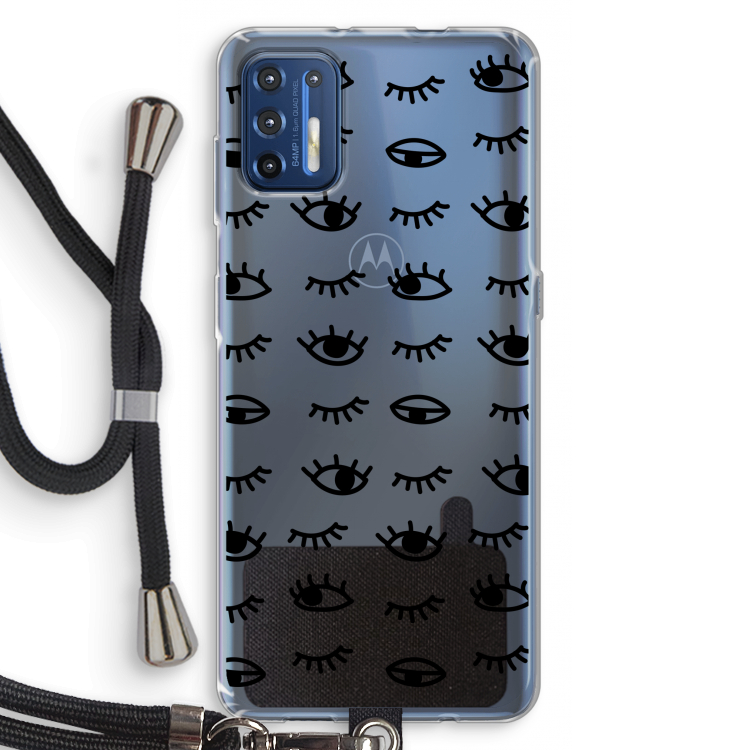 Eye pattern #2: Motorola Moto G9 Plus Transparant Hoesje met koord