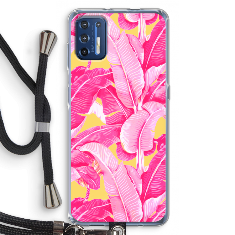 Pink Banana: Motorola Moto G9 Plus Transparant Hoesje met koord