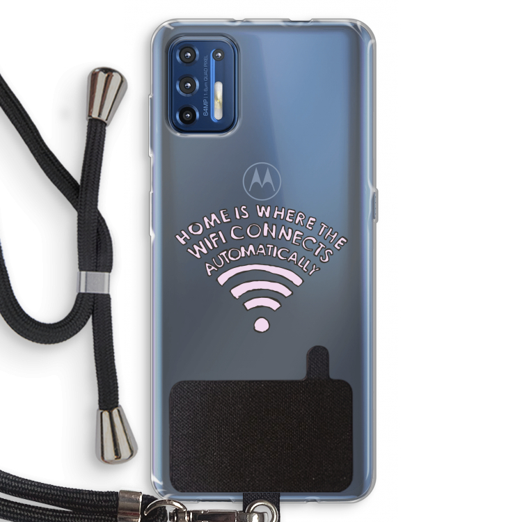 Home Is Where The Wifi Is: Motorola Moto G9 Plus Transparant Hoesje met koord