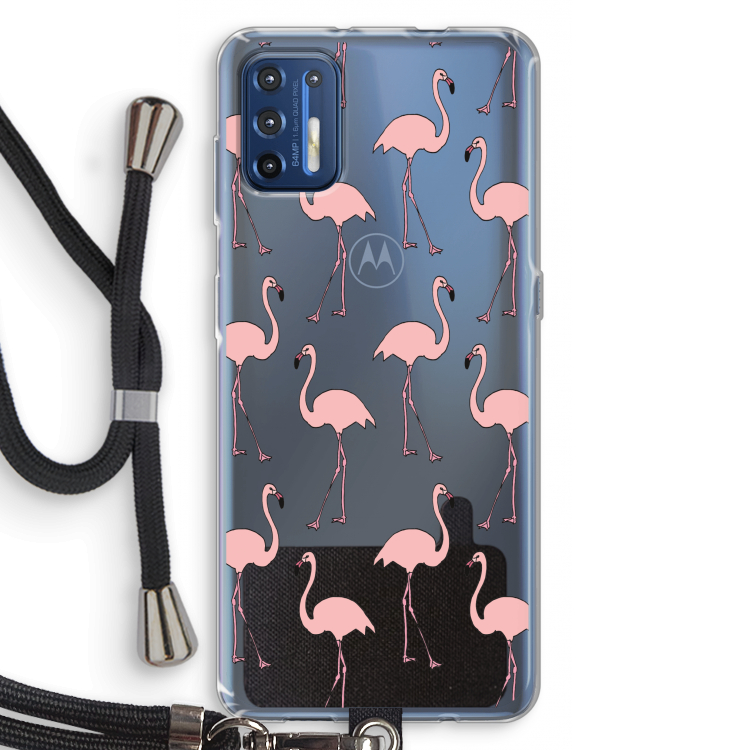 Anything Flamingoes: Motorola Moto G9 Plus Transparant Hoesje met koord