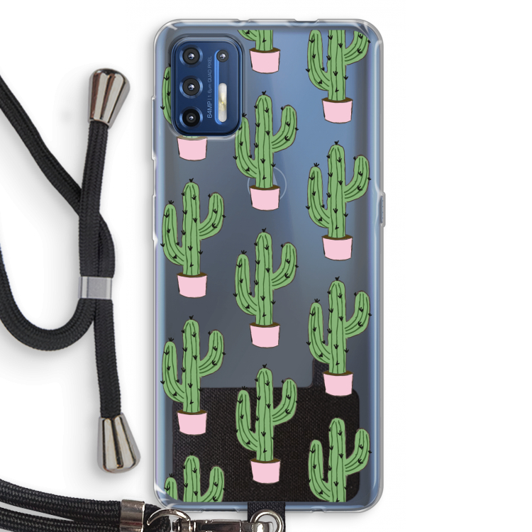 Cactus Lover: Motorola Moto G9 Plus Transparant Hoesje met koord