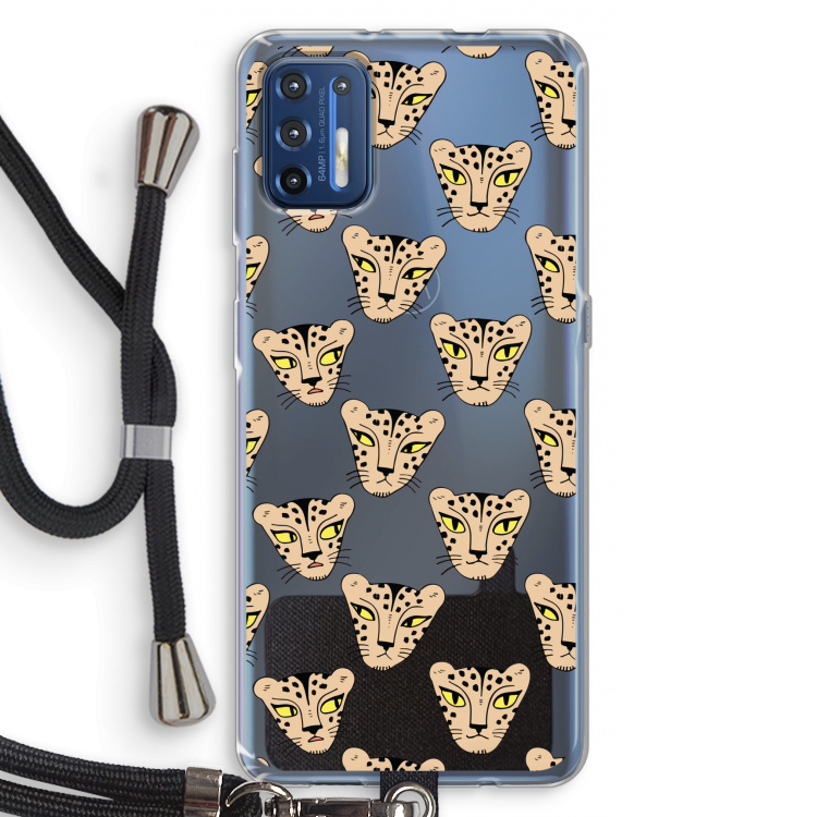 Tijger: Motorola Moto G9 Plus Transparant Hoesje met koord