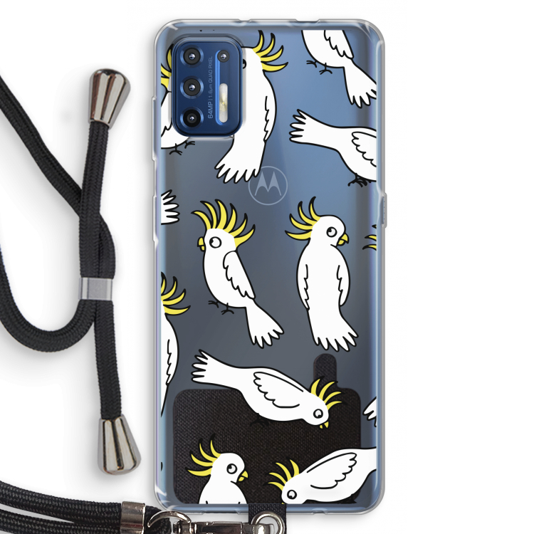 Papegaai: Motorola Moto G9 Plus Transparant Hoesje met koord