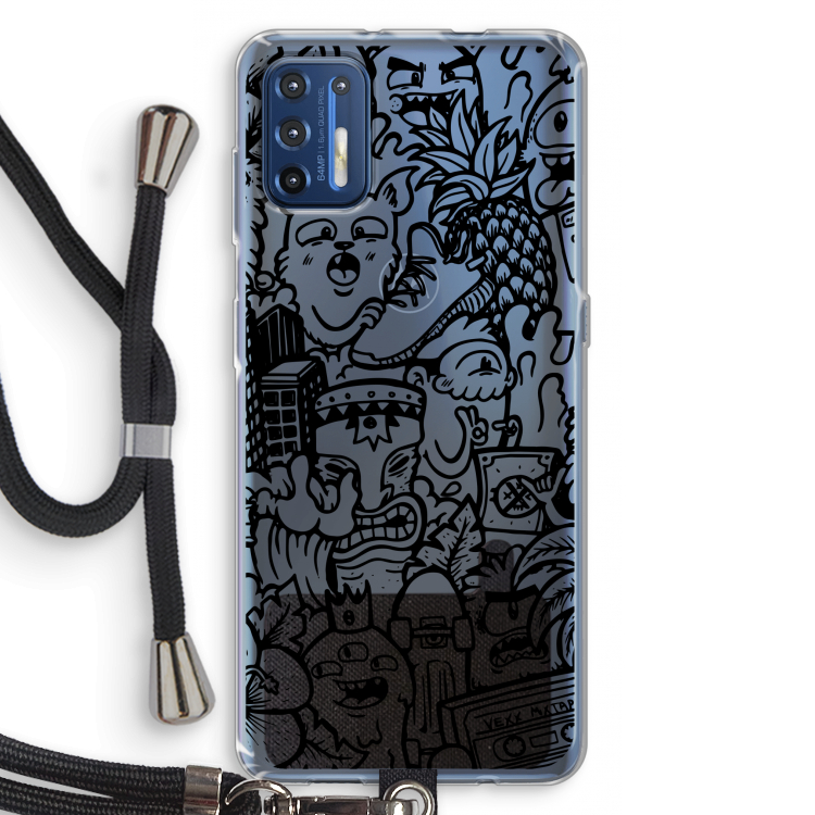 Vexx Black Mixtape: Motorola Moto G9 Plus Transparant Hoesje met koord