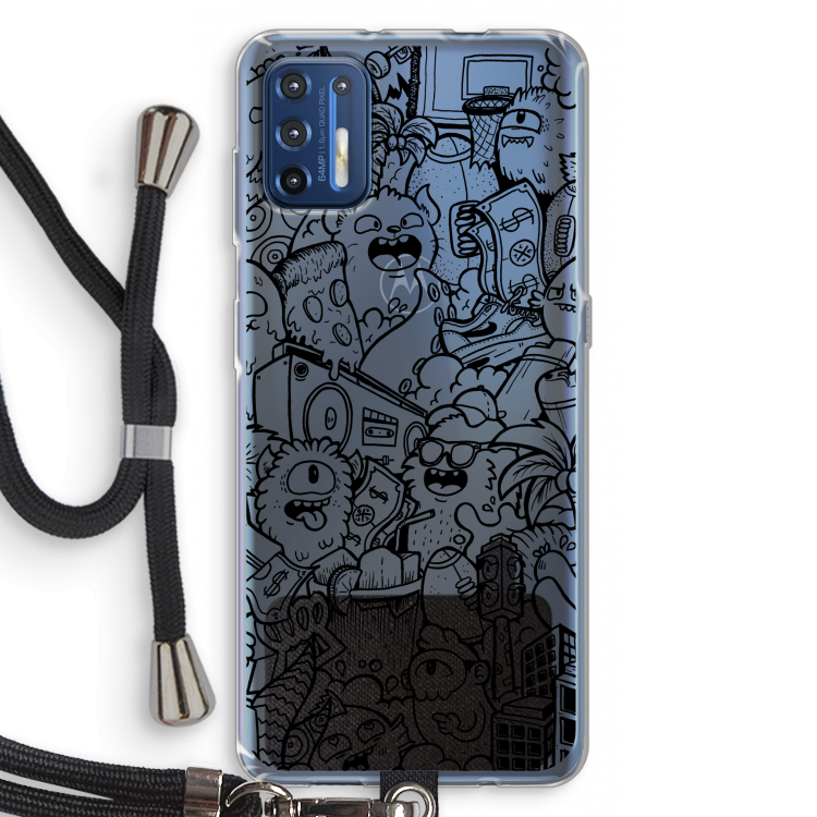 Vexx Black City : Motorola Moto G9 Plus Transparant Hoesje met koord