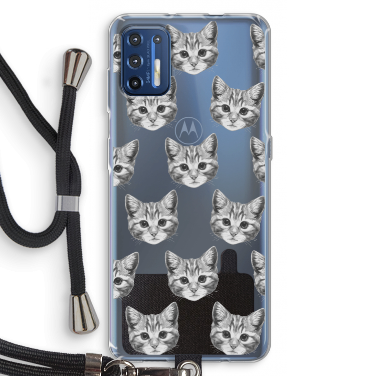 Kitten: Motorola Moto G9 Plus Transparant Hoesje met koord