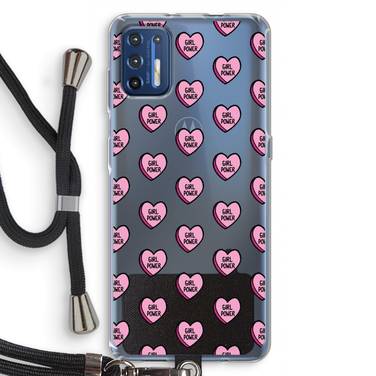 GIRL POWER: Motorola Moto G9 Plus Transparant Hoesje met koord