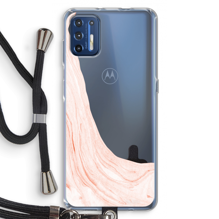 Peach bath: Motorola Moto G9 Plus Transparant Hoesje met koord