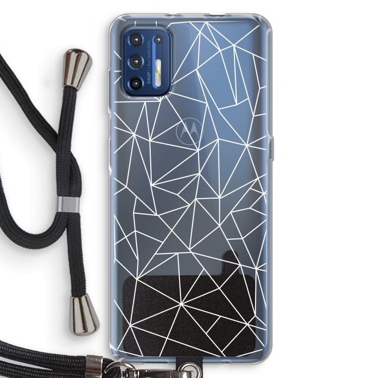Geometrische lijnen wit: Motorola Moto G9 Plus Transparant Hoesje met koord