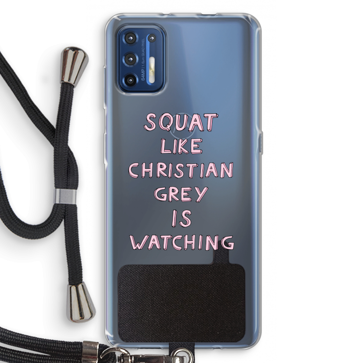 Christian Grey: Motorola Moto G9 Plus Transparant Hoesje met koord