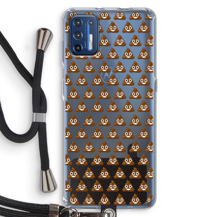 Poop emoji: Motorola Moto G9 Plus Transparant Hoesje met koord