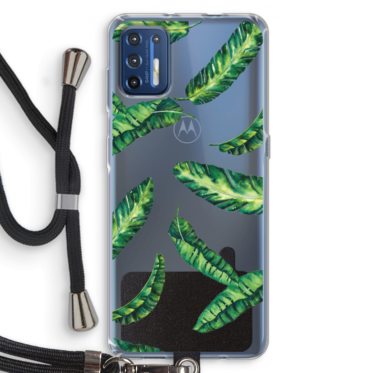 Lange bladeren: Motorola Moto G9 Plus Transparant Hoesje met koord