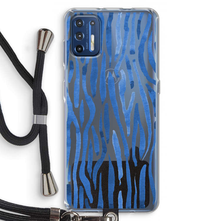 Blauwe nerven: Motorola Moto G9 Plus Transparant Hoesje met koord