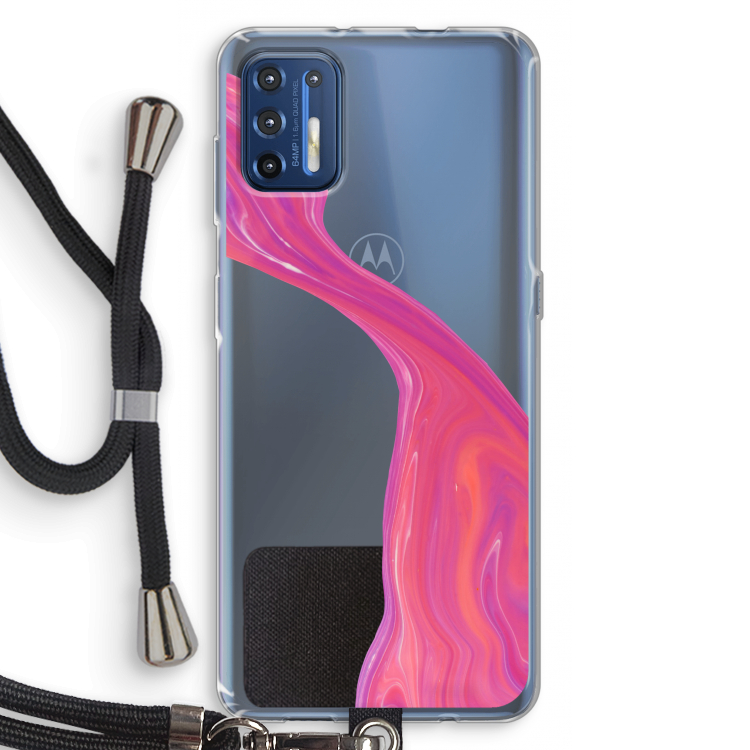Paarse stroom: Motorola Moto G9 Plus Transparant Hoesje met koord